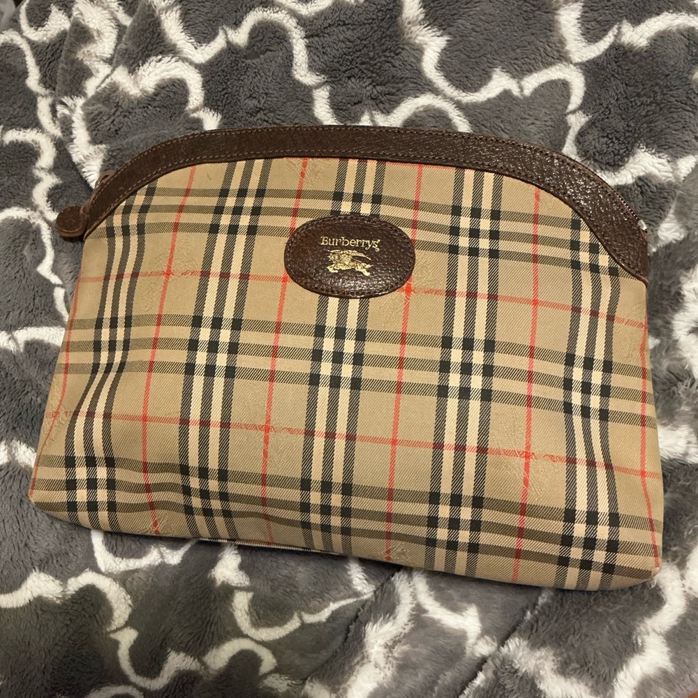 Burberry Beige and Brown Check Toiletry Bag